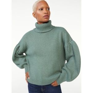 Free Assembly Women's Cowl Neck Sweater with Pleated Shoulders
